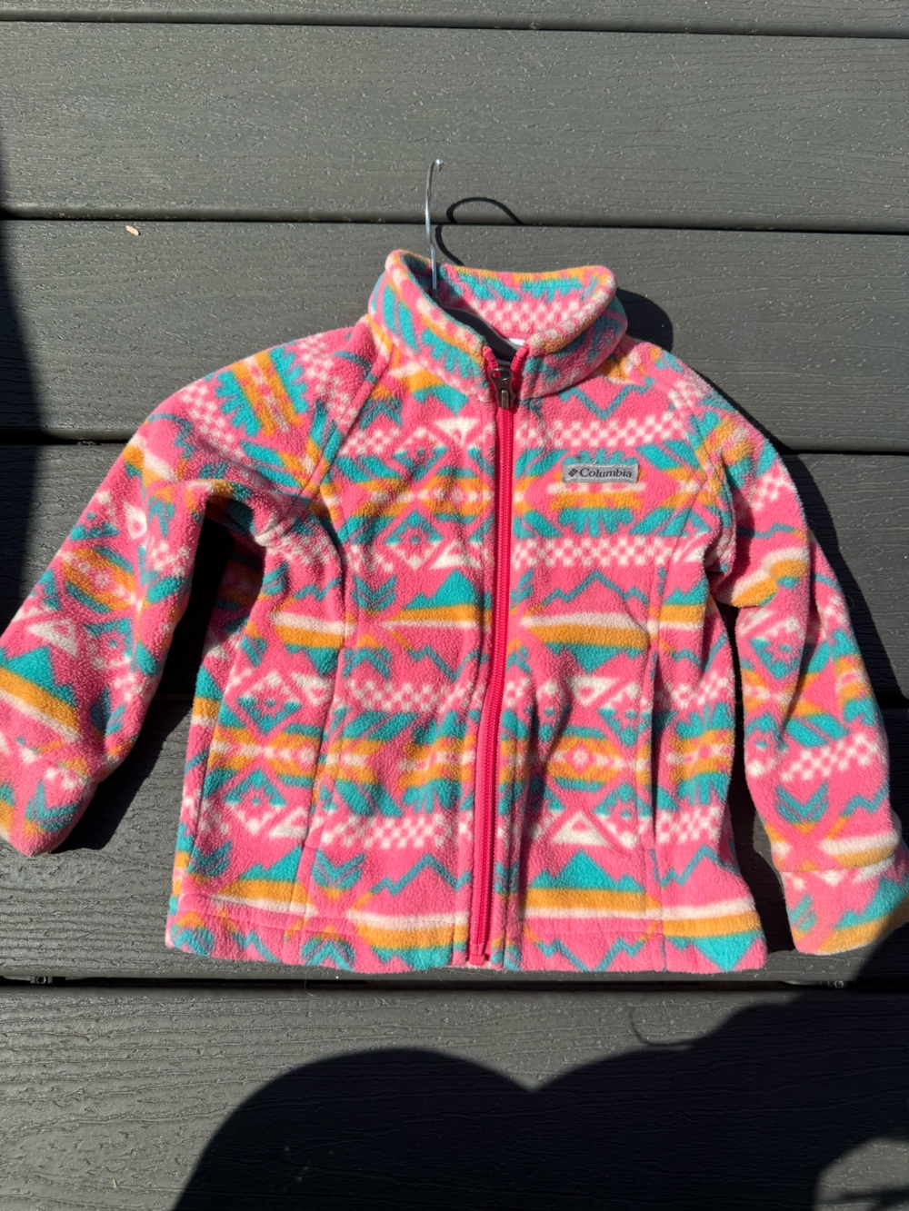 Columbia Girls Pink Aztec Pattern Fleece Jacket